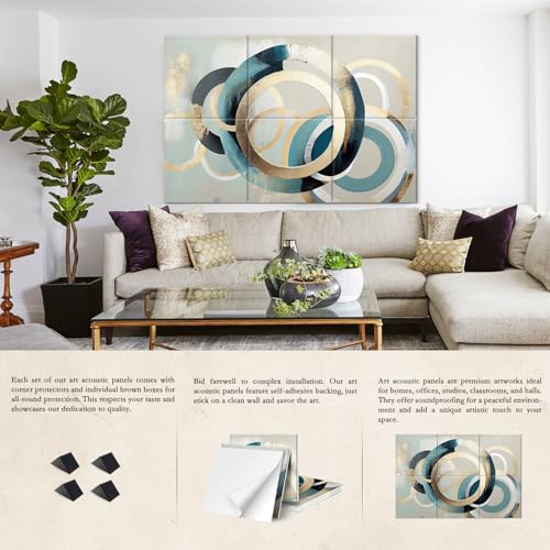 Image of JBER 6 Pack Art Acoustic Panels 72 inch x 48 inch, Soundproof Wall Art, Circular