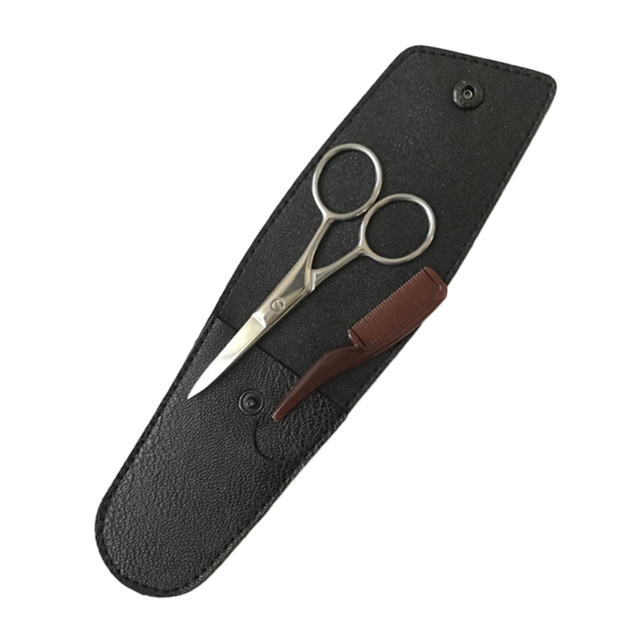 minkissy 3sets Forbici Per Sopracciglia e Barba Acciaio Inossidabile Kit Di Portatile Con Pettine e Borsa Di Stoccaggio Utile Per Uso Professionale e Domestico