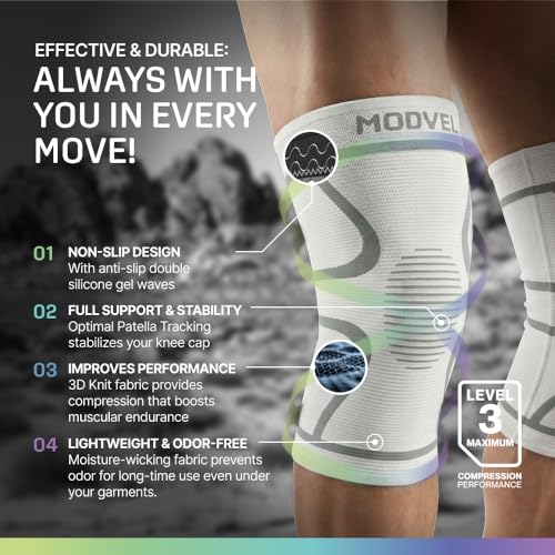 Image of Modvel Compression Knee Brace for Women & Men - 2 Pack Knee Brace for Women Running Knee Pain, Knee Support Compression Sleeve, Workout Sports Knee Braces for Meniscus Tear ACL & Arthritis Pain Relief