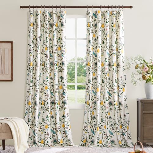 MUSSEL White Velvet Floral Curtains 108 inches for Living Room,Vintage