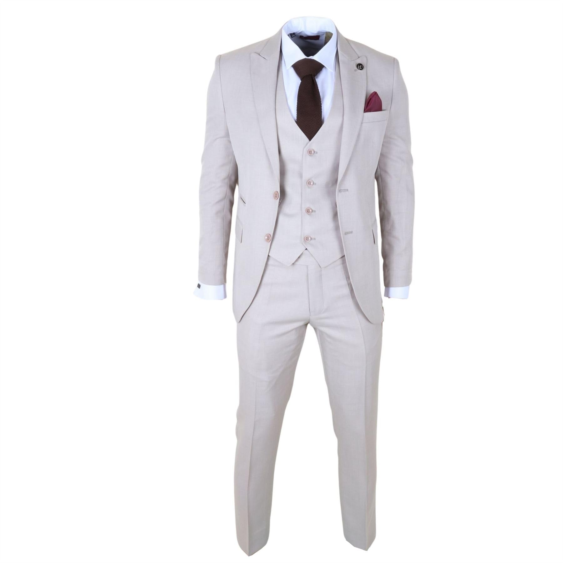 TruClothing 3 Piece Suit - Tailored Fit - Cream Color - Vintage Style - Men's 46R