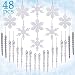 LimBridge 48 Pack Chrismtas Tree Hanging Crystal Clear Snowflakes Glitter Silver Icicles Shatterproof Ornament Decoration Set