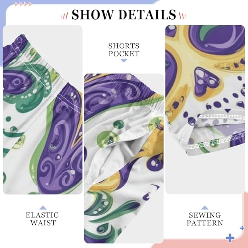 ZZXXB Mardi Gras Masquerade Pattern Boys Long Pants Soft Trousers Elastic Waist Kids Lounge Bottoms with Pockets S-XL4