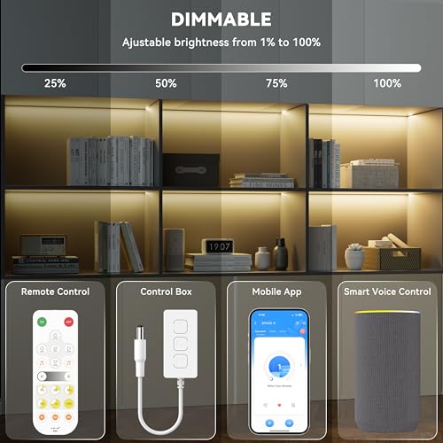 PAUTIX LED Strip Warm White 20ft/6.1m,Smart LED Strip Light Kit Compatible with Alexa/Google Assistant,Dimmable 24V 3000K COB LED Strip Light for Bedroom,Kitchen,Cabinet,Mirror,Sunroom - Image 7