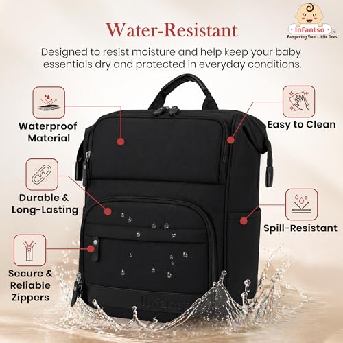 Image of Infantso Premium Multifunctional Waterproof Diaper Bag For Mothers For Travel /Diaper Bags With Multi Compartments, Insulated Bottle Pockets, Hanging Strap, Anti-Theft Pocket, 27Lt Maternity Bag