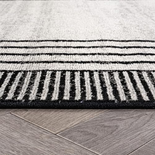 Tapete geométrico contemporáneo para interior Cream 2'2" x 12' miniatura 4