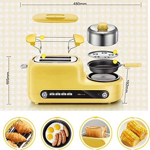 NXYJD 5-in-1 Familie Gelb Größe Frühstück Station, Griddle, Toaster und Toaster mit, 2Slice Breitschlitz-Toaster umfasst… – Bild 3