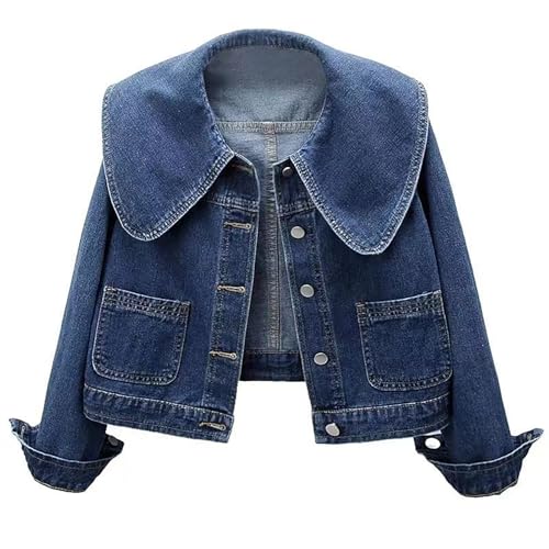 Generisch Jeansjacke Weiß Damen, Jeansjacke Damen Kurz, Women Denim Jean Jacket Jean Jacket Top Coat Western Trucker Shacket Autumn Spring