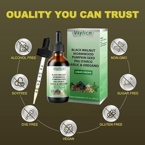 Cloves Wormwood Green Black Walnut Hull, Parasite Cleanse for Humans Drop, Digestion Aid & Boosts Energy, Pumpkin Seed Extracts, Support Gut Cleanse & Digestion Balance, Improve Energy - Image 2
