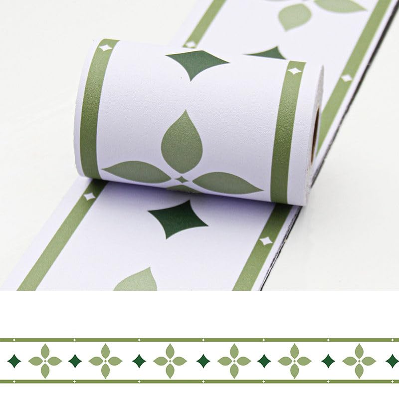 Bordo Decorazione Autoadesiva Rimovibile per Cucina Bagno Piastrelle Adesivo per Pareti Autoadesiva Foglia Verde 10cm X 300cm