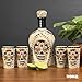 Handmade Tequila Decanter Set, Authentic Tequila Gifts for Men, Set includes Talavera Ceramic Bottle & 4 Shot Glasses. Made in Mexico.