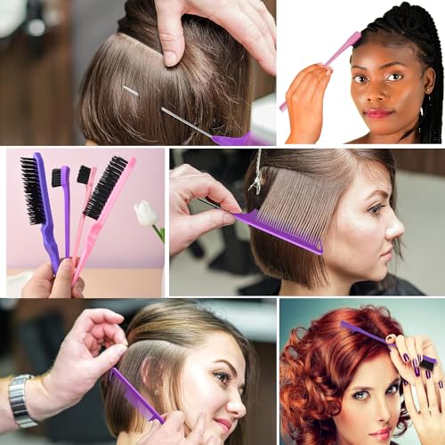 12 Pcs Hair Brush Set for Women, Spray Bottle, 3 Pieces Slick Back Hair Brushes for Toddlers, Soft Scalp Massager, Detangling Hairbrush for Wet Dry Curly Hair Detangling, Wide Tooth Combs (purple)