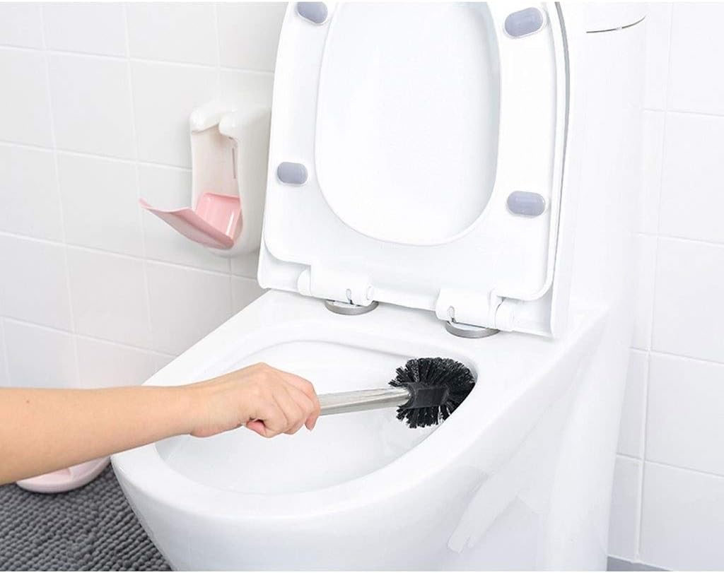Toilet Brush Holder Toilet Brush Set Bathroom Cleaning Brush Long Handle Wall-Mounted Space Saving Quick Installation Toilet Brushes,Toilet Brush with Holder