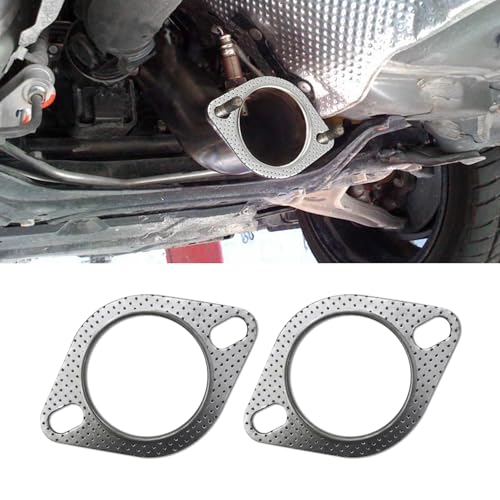 Image of 2PCS Car Exhaust Gasket, Engine Exhaust Gasket, Standard Exhaust Manifold Gaskets, Reinforced High Temperature Flange Gaskets Car Accessories Universal Fit Most Vehicles