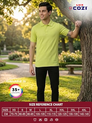 Image of Lux Cozi Men's Cotton Solid Polo Tshirt | Collar Tshirts | Half Sleeves | Stylish & Premium All Day Wear | Pack of 1