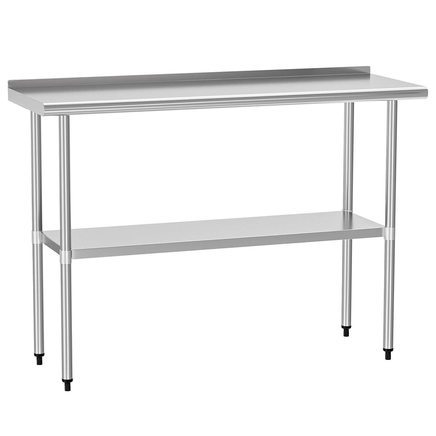 Stainless Steel Table for Prep & Work 18" X 48" inches with Adjustable Shelf and Backsplash, Commercial Workstations, Utility Table in Kitchen Garage Laundry Room Outdoor BBQ W/ Adjustable Shelf 18" x 48"