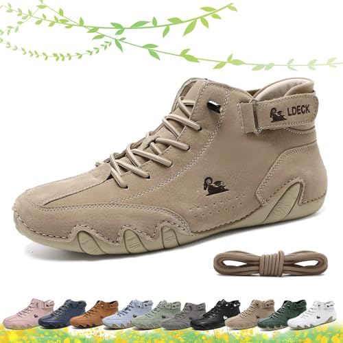Vogany Shoes Women, Vogldeck - Waterproof and Breathable Orthopedic Shoes, Outdoor Beck Shoes Comfy Lightweight Non-Slip Orthopedic Sneakers Walking Hiking Ankle Boots(Khaki,US 7)