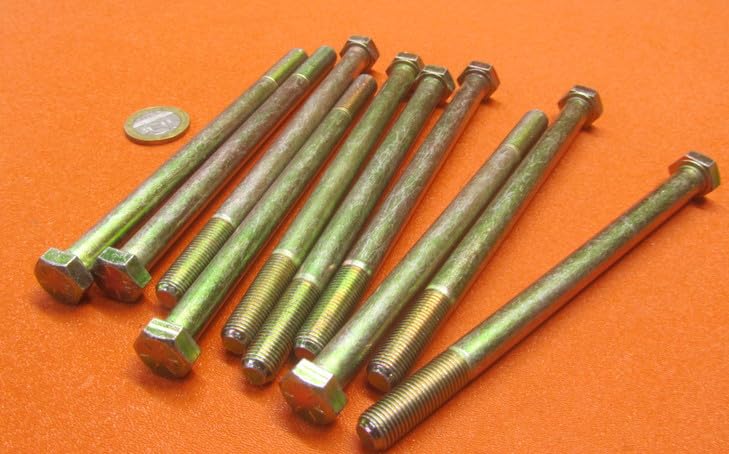 Grade 8 Zinc Yellow Steel Bolts RH PT 3/8"-24 x 5.50 Length 10 pcs