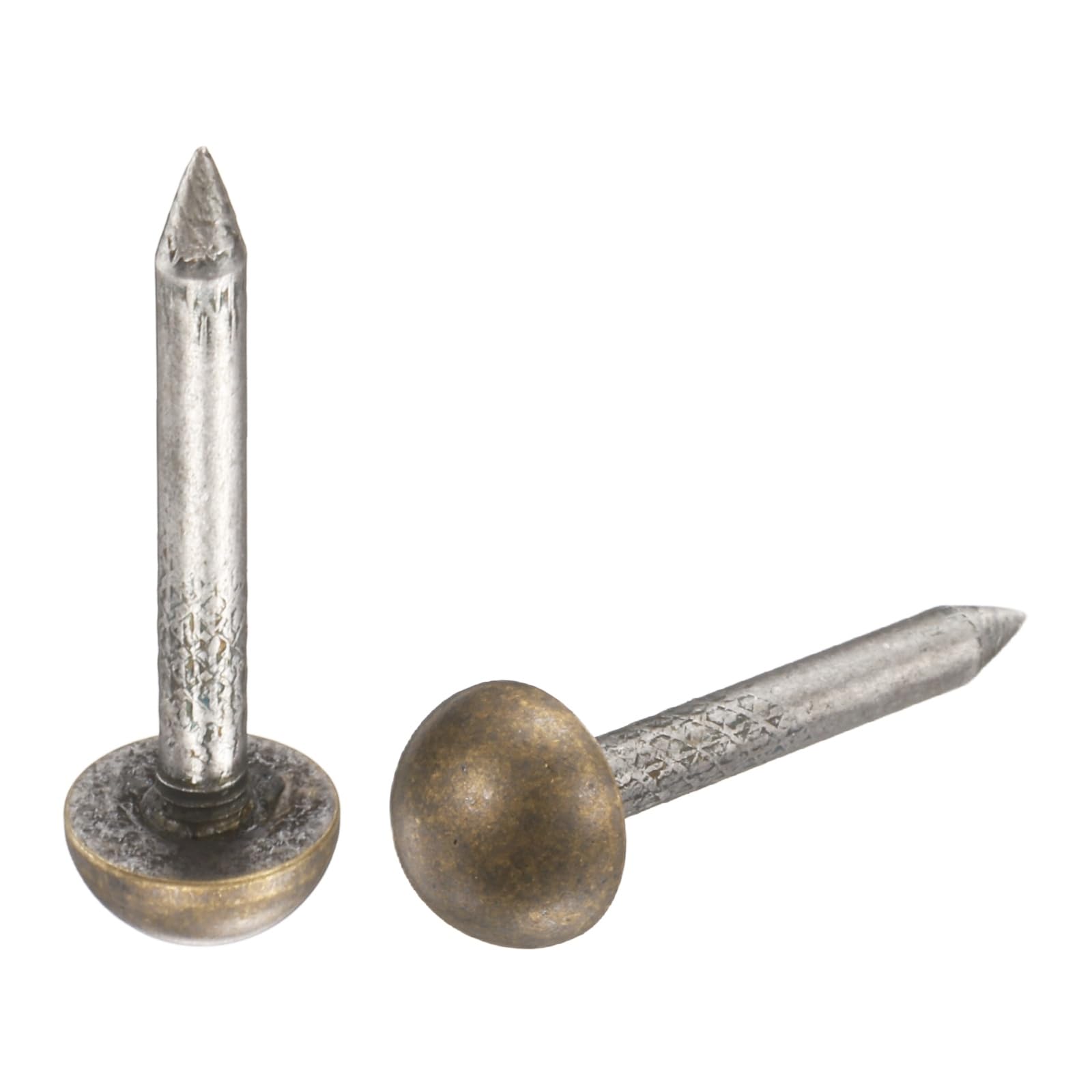 sourcing map 20Pcs Solid Brass Upholstery Tacks, 8mm Retro Upholstery Nails Decorative Thumb Push Pins for Wood Boxes Carpet Sofa Furniture Leather Crafts, Bronze