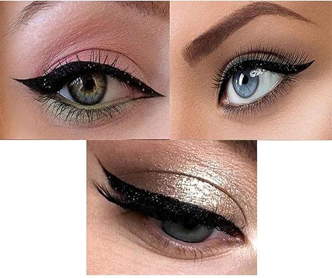 Eyeliner Stickers Glitter Adhesivo Reutilizable Azul 5 Pares miniatura 4