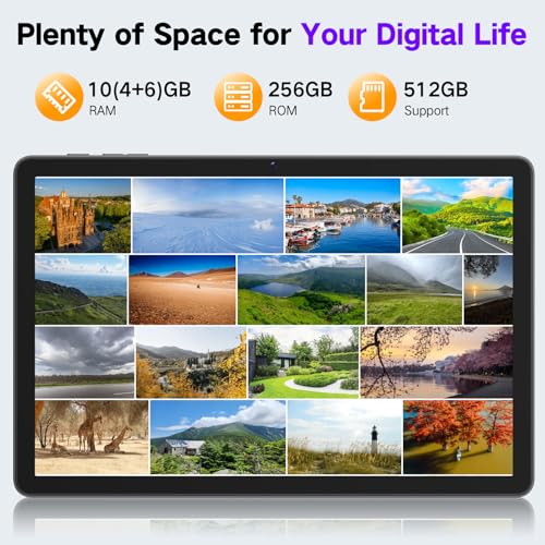 JUNYANG Android 14 Tablet 11 Inch, 256GB ROM+10GB RAM, Octa-Core, WiFi 6, 8000mAh Battery, HD IPS Touchscreen, USB OTG, Dual Camera, Widevine L1, Lightweight Tablet for Entertainment and Work - Image 4