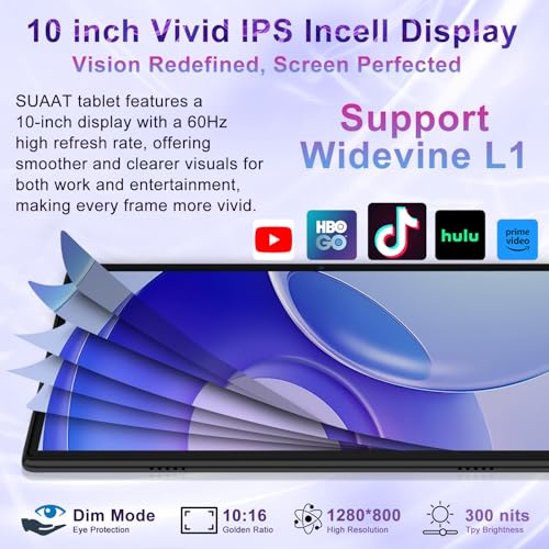 Image of Tablet 2026 Android 15 Tablets with 2.0GHz Octa-Core, 30GB 64GB 2TB Expand, 10 inch Tablet with Keyboard, FHD IPS Display, Gemini AI, 8MP Camera, WiFi 6, 6000mAh, Widevine L1, BT 5.0 -Black