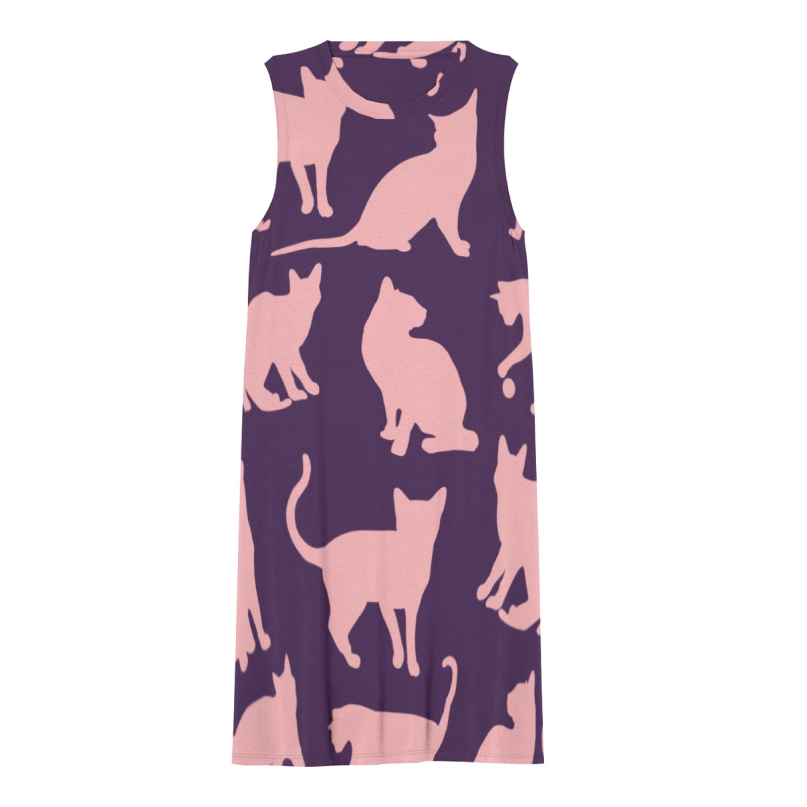 猫模様ノースリーブワンピース