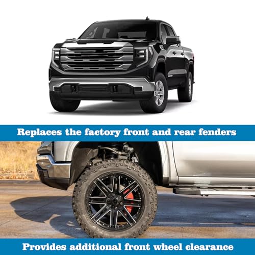 Image of RYANSTAR RACING Mud Flap Replacement Kit Compatible with GMC Sierra 1500 2WD 4WD 2019-2025 & Classic Including Front and Rear Parts Heavy Duty ABS Easy Install Increased Tire Clearance