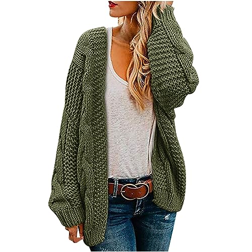 Oversized Cardigans for Women Cable Knit Lantern Long Sleeve Cardigan