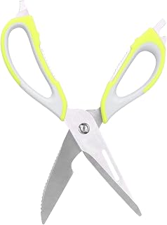 Tijeras de Cocina de Acero Inoxidable, Tijeras Multifuncionales Resistentes con Abridor de Botellas, para Carne, Verduras, Pizza y Mariscos con Tijera para Alimentos (Verde)