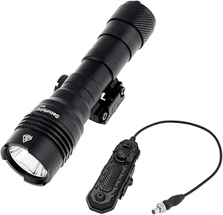 SecurityIng TF01 1000 Lumens SST40 LED Tactical Flashlight with Remote Pressure Switch, Programming 3 Modes Quick Release Weapon Light for MIL-STD-1913 Rails, 332 Meters Beam Distance