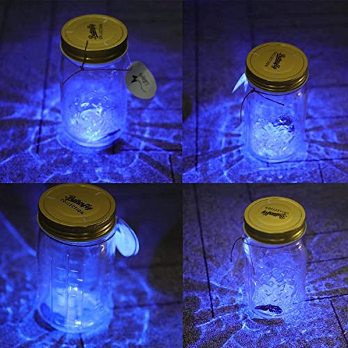 Pot papillon animé en bocal verre avec lampe LED veilleuse à piles orange - 5