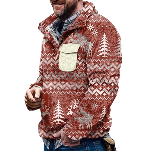 BmDSGC Christmas Jumper for Men Novelty Fair Isle Sweater Chunky Knit Xmas Jumpers for Women Unisex Pullover Classic Sweatshirt Pull Over Jumper Top Xmas Holiday Costume (Watermelon Red,L)
