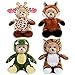 My OLi 17.78 cm Kuscheltier Teddybären 4er-Pack Plüschbären in Kostümen: Krokodil, Fuchs, Giraffe und Tiger mit aufklappbaren Hüten Geschenke für Babys Kinder Jungen Mädchen