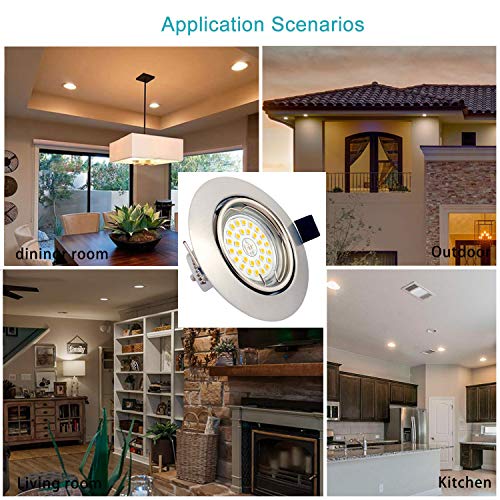 Spot LED Encastrables Plafond, 6 Pack 7W Ampoule GU10 Spots de Plafond Blanc Chaud 3000K 600LM Lampe Plafonnier 30°Orientable 120°d éclairage 220V pour Salon Cuisine Escaliers Magasin - Image 6