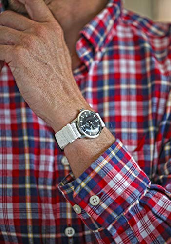 Da Luca Braided Nylon Perlon Watch Strap - White (Pvd Buckle) : 18Mm #TOP2