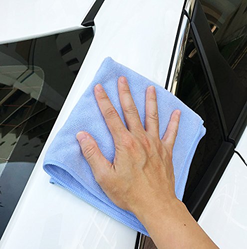 Vibrawipe Microfiber Cleaning Cloth, Thick And Large Size 14.2 X14.2 Inches, 12-Pack, Blue, Microfiber Cloth, Cars, Glass, Window, Dish Cloths, Machine Washable, Reusable, Lint-Free #TOP6
