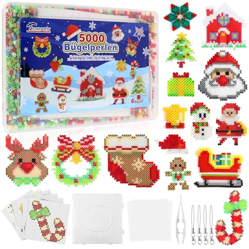 Homgaty 5000 Stück Bügelperlen Weihnachten, Steckperlen 5 mm Perlen...