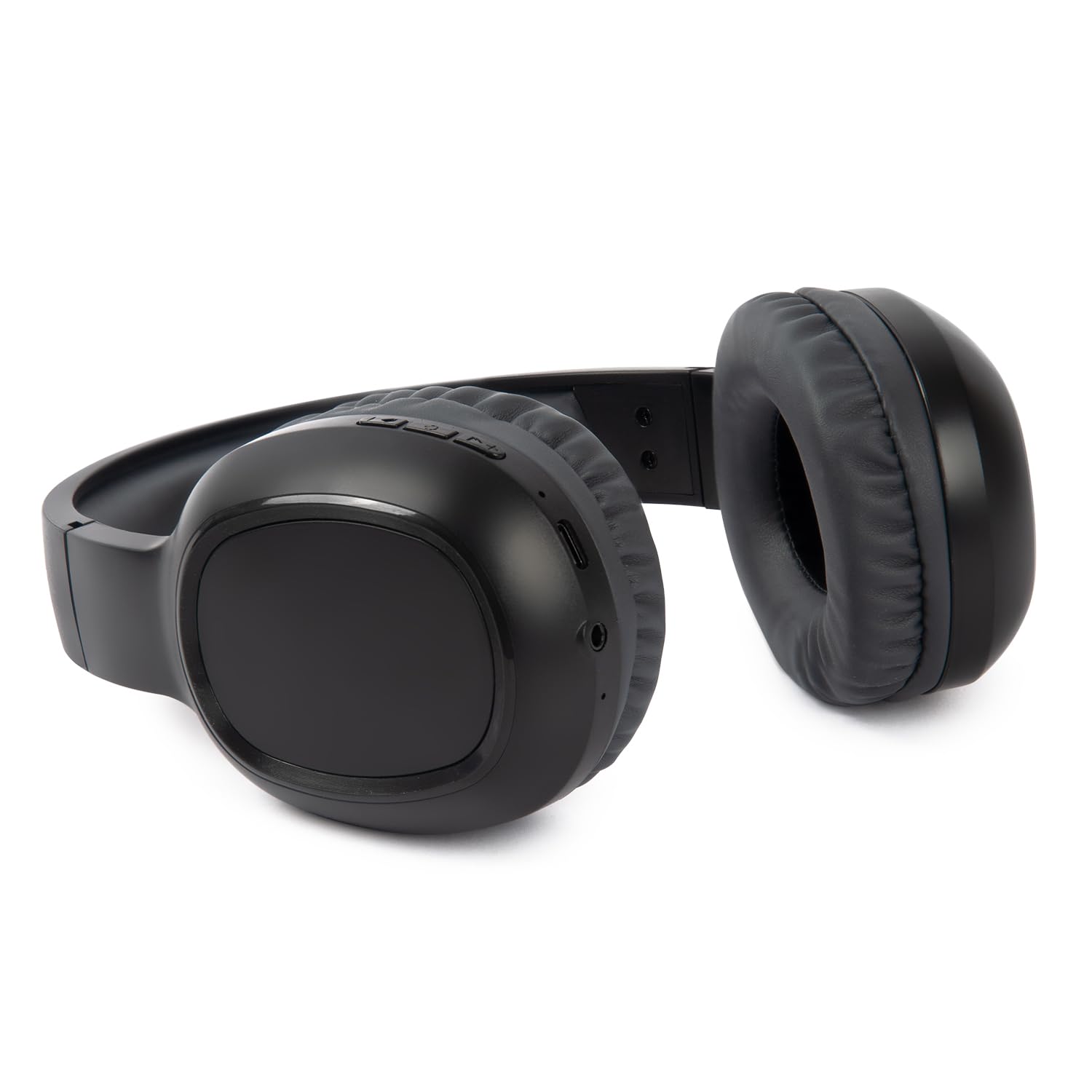 VulTech Crab2 HBT-11BK Rev. 2.1 Over Ear Wireless Bluetooth 5.3 Aux Casque avec Microphone, contrôle de Piste, Gestion des appels, Charge Type-C 12 Heures, couplage Automatique Android/iOS