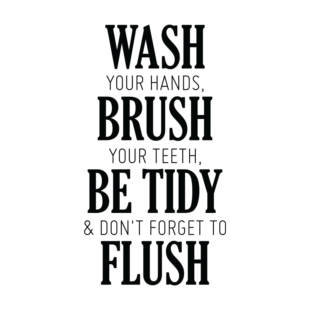 Sticker en vinyle noir Wash-Brush-Be Tidy-Flush pour mur de douche