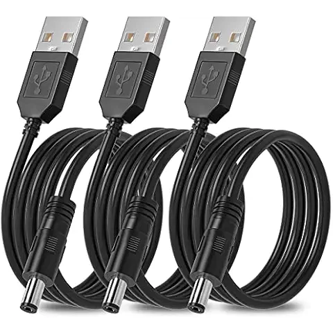 SIOCEN 3-Pack 4ft USB 2.0 A Type Male to DC 5.5 x 2.1mm DC 5V Power Plug Connector Cable USB to 5v Power Cable USB to DC Power Charger Cord Cover