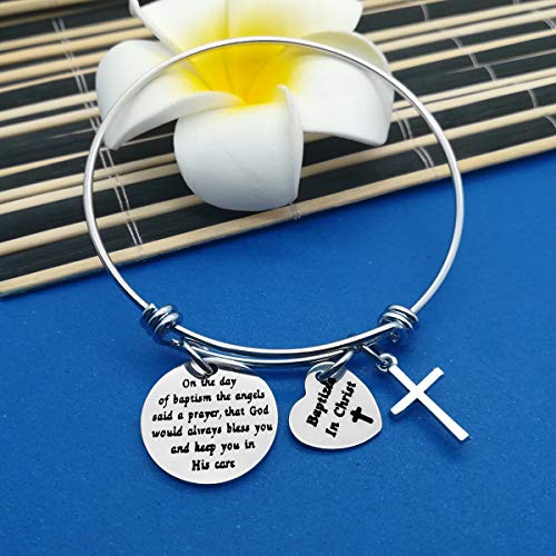 Adult Baptism Gifts Baptized In Christ Bangle Bracelet Women Girl Baptism Gift On The Day Of Baptized Christian Bracelet Teen Baptism Expandable Bangle Religious Gift For Family Friends Jewelry #TOP4