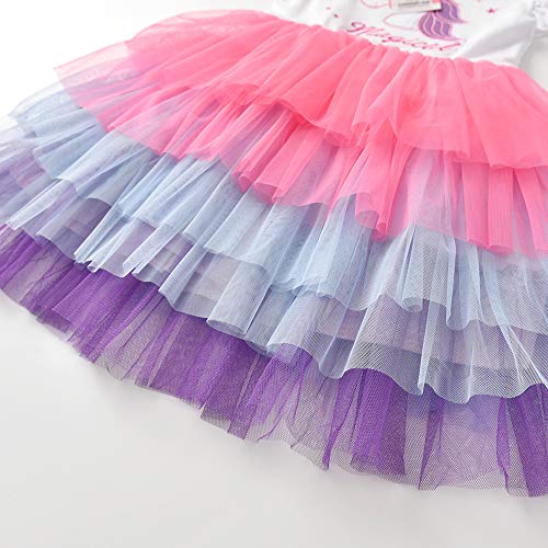 Image of DXTON Toddler Girls Summer Dresses Short Sleeve Tutu Dress for 2-8 Years Girls