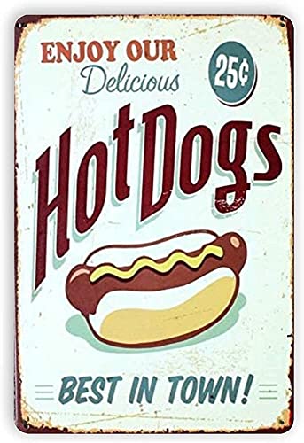 Hot Dog Retro Metal Tin Sign Vintage Home Decor 8 x 12 pulgadas