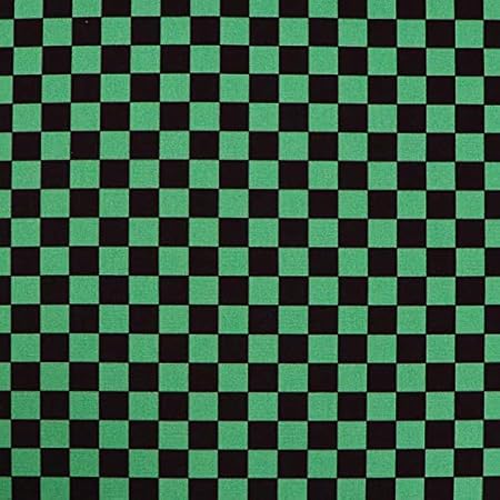 Amazon 切り売り 和柄 地染め生地 模様サイズs 幅110cm 長さ50cm単位 市松模様 黒 緑 布 生地 通販