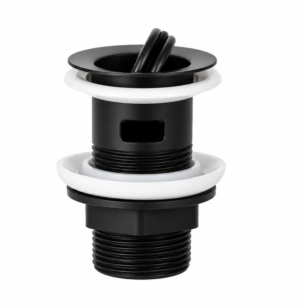 Flode Flip-Top Click-Clack Basin Waste - Matt Black - Stainless Steel - G1 1/4" Connection - Slotted Design