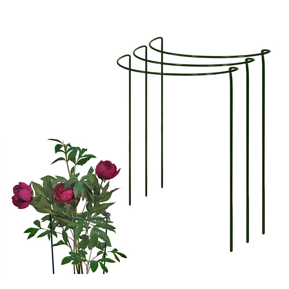 Bow Plant Supports for Peonies, Hydrangea, Roses, etc - Strong Metal Garden Supports - Interlinking to make rows, circles, cloverleaves, etc (Pack of 3 - Mini (36cm high x 19cm wide)) โ image 1