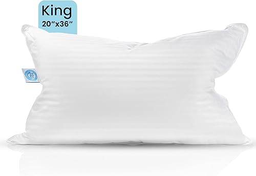 Miniatura 10 de East Coast Bedding Balanced Dream Firm - Almohada tamaño King de 20 x 36 pulgadas, almohada de plumón de ganso de soporte mediano, funda de 100 %