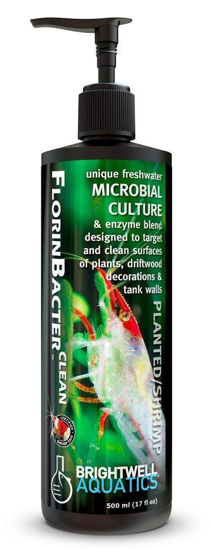 ShrimpFlorinBacter Clean Copper-Free Enzyme Microbe Formula Reduces Waste Nutrients Loosens Debris in Freshwater Planted Shrimp Tanks, 250 ml