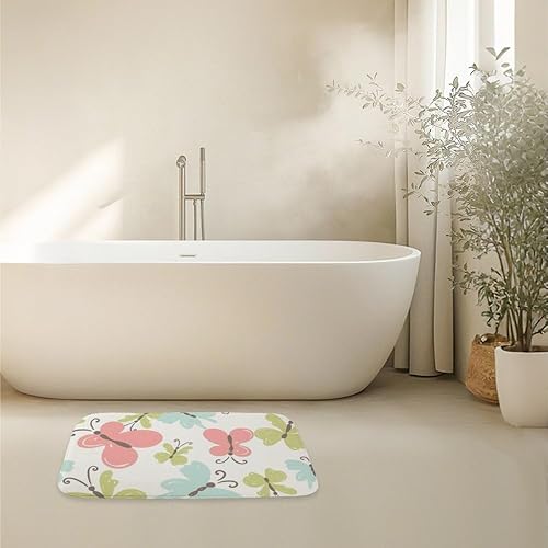 Miniatura 5 de Pastel Butterflies Fresh Spring Entryway Rug 18X30in Cute Bathroom Rugs Bath Matts Mats For Bathroom Shedding- Resistant Trap Water Anti- Slip
